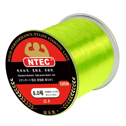 Etichetta di dimensioni personalizzate Linea da pesca in monofilamento di nylon Linea rossa verde trasparente super morbida a bassa memoria per tutte le canne da pesca Fornitura all'ingrosso